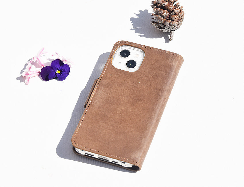Braune Leder Handyhülle für iPhone 12 Pro