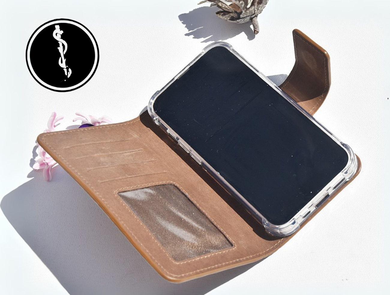 Braune Leder Handyhülle für iPhone 15