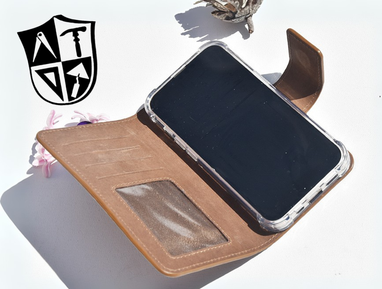Braune Leder Handyhülle für iPhone 12