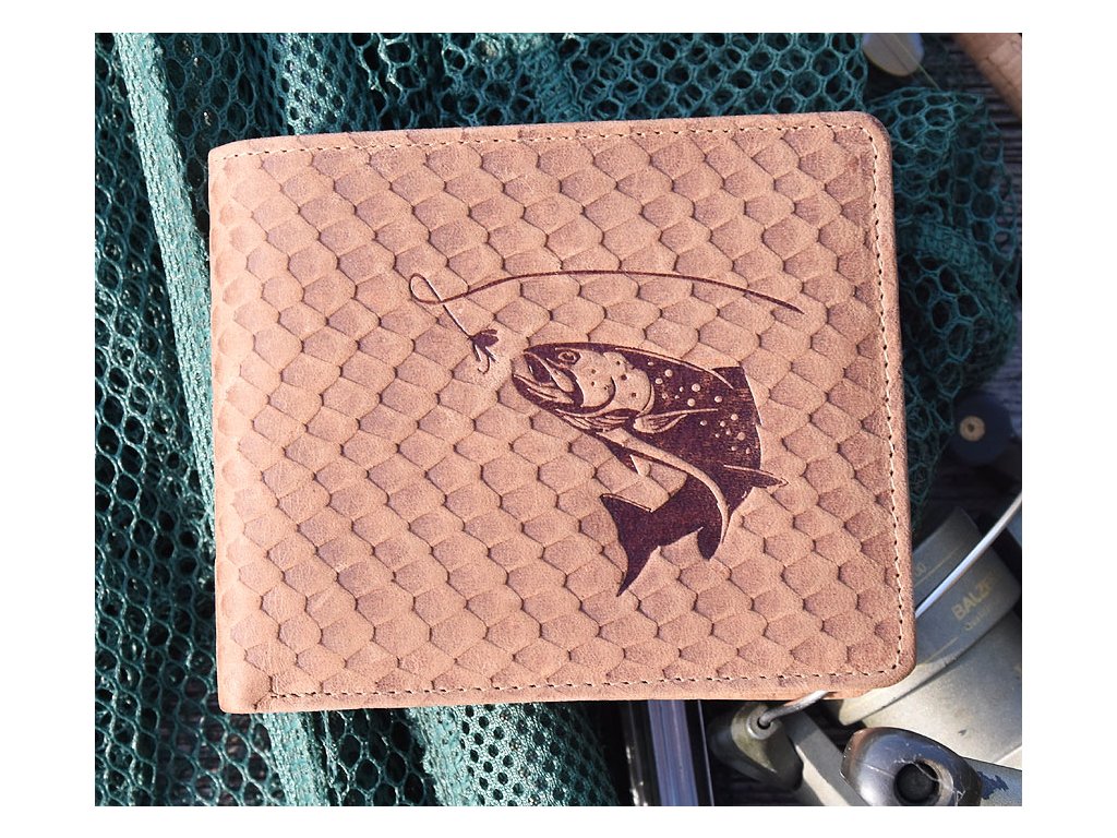 Geldbörse Angler Forelle 2 auf Fischhaut