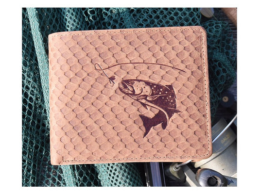 Geldbörse Angler Forelle 2 auf Fischhaut
