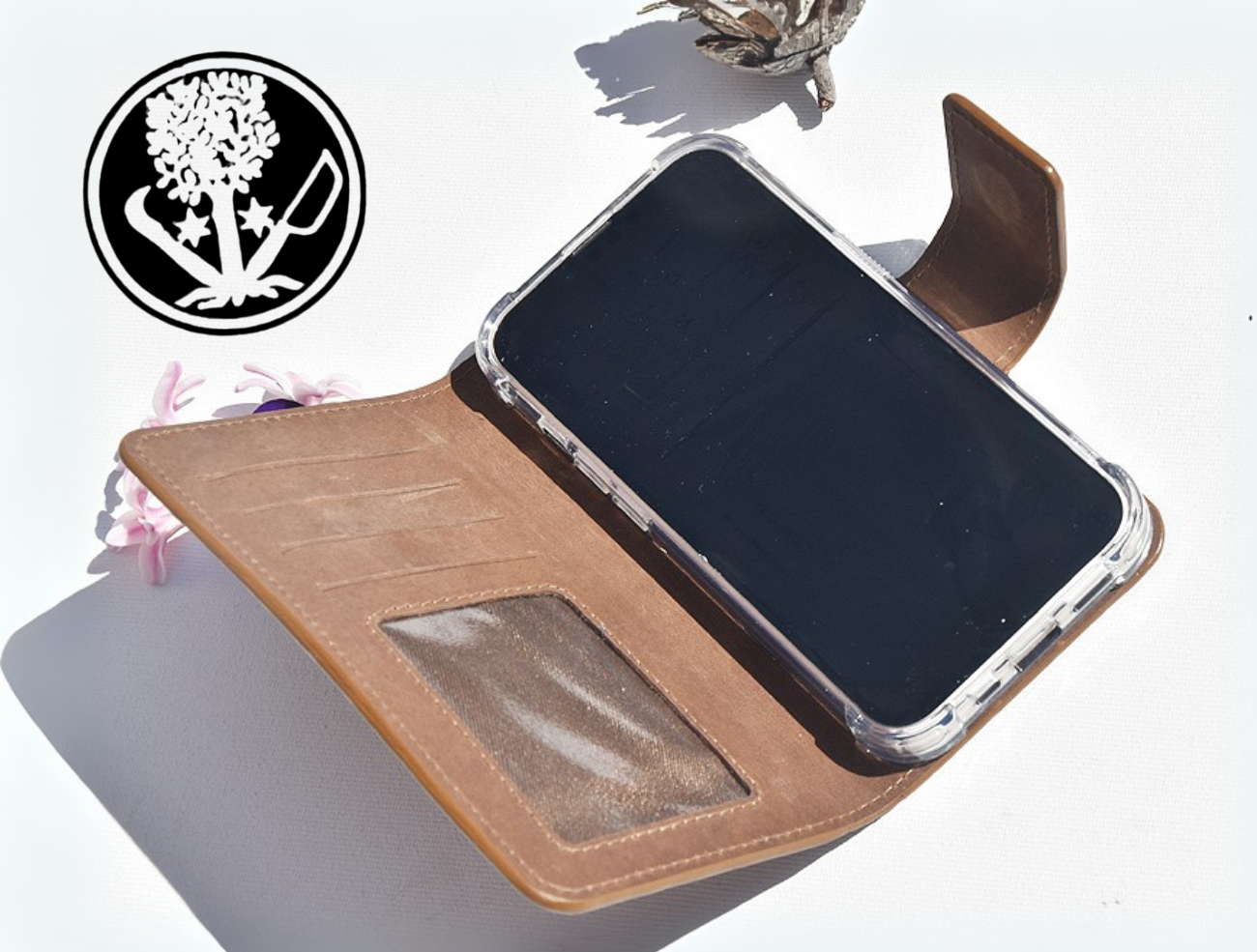 Braune Leder Handyhülle für iPhone 14 Pro Max
